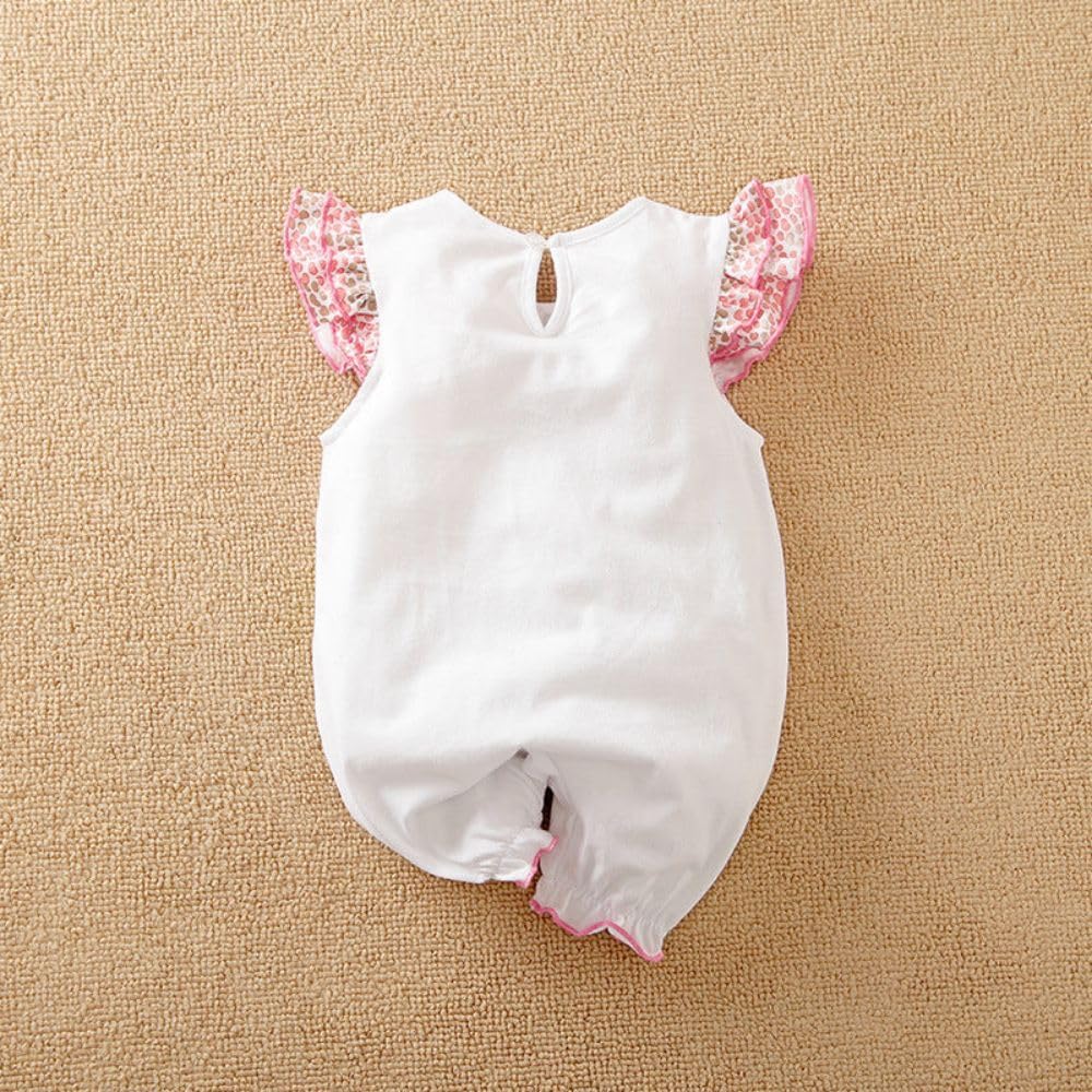 Aoswep - Cute Giraffe + Zebra With Floral Print Long Sleeve Baby Girl Clothes White Jumpsuit For Baby One-Piece Romper - Image 3